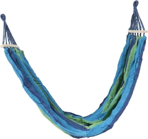 Outdoor Double Hammock with Rollover Wooden Stick Portable Rainbow Swing Sleeping Bed for Camping Travel and Survival Blue