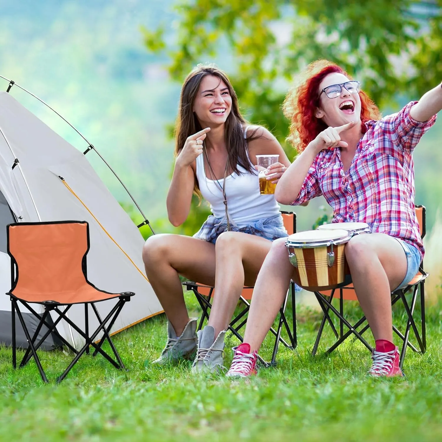 Outdoor Folding Coral Camping Chairs for Adults Portable Camping Chair Lightweight Lawn Chair
