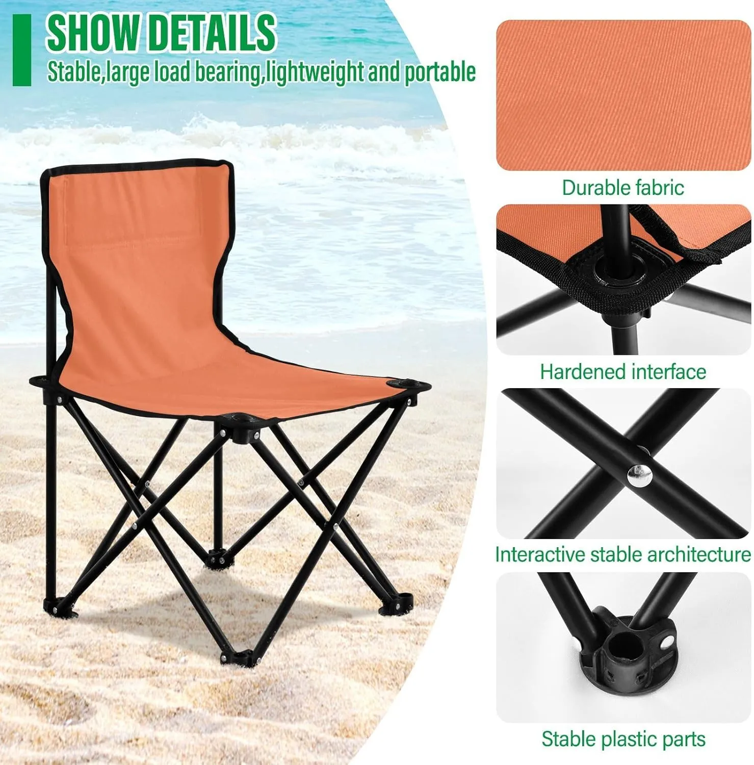 Outdoor Folding Coral Camping Chairs for Adults Portable Camping Chair Lightweight Lawn Chair