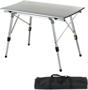 Outdoor Folding Table Portable Camping Table Light Camping Barbecue Picnic Table Wood Grain Aluminum Alloy Egg Roll Table Can Be Raised and Lowered Silver 120 * 70cm (Silver 90 * 53cm)