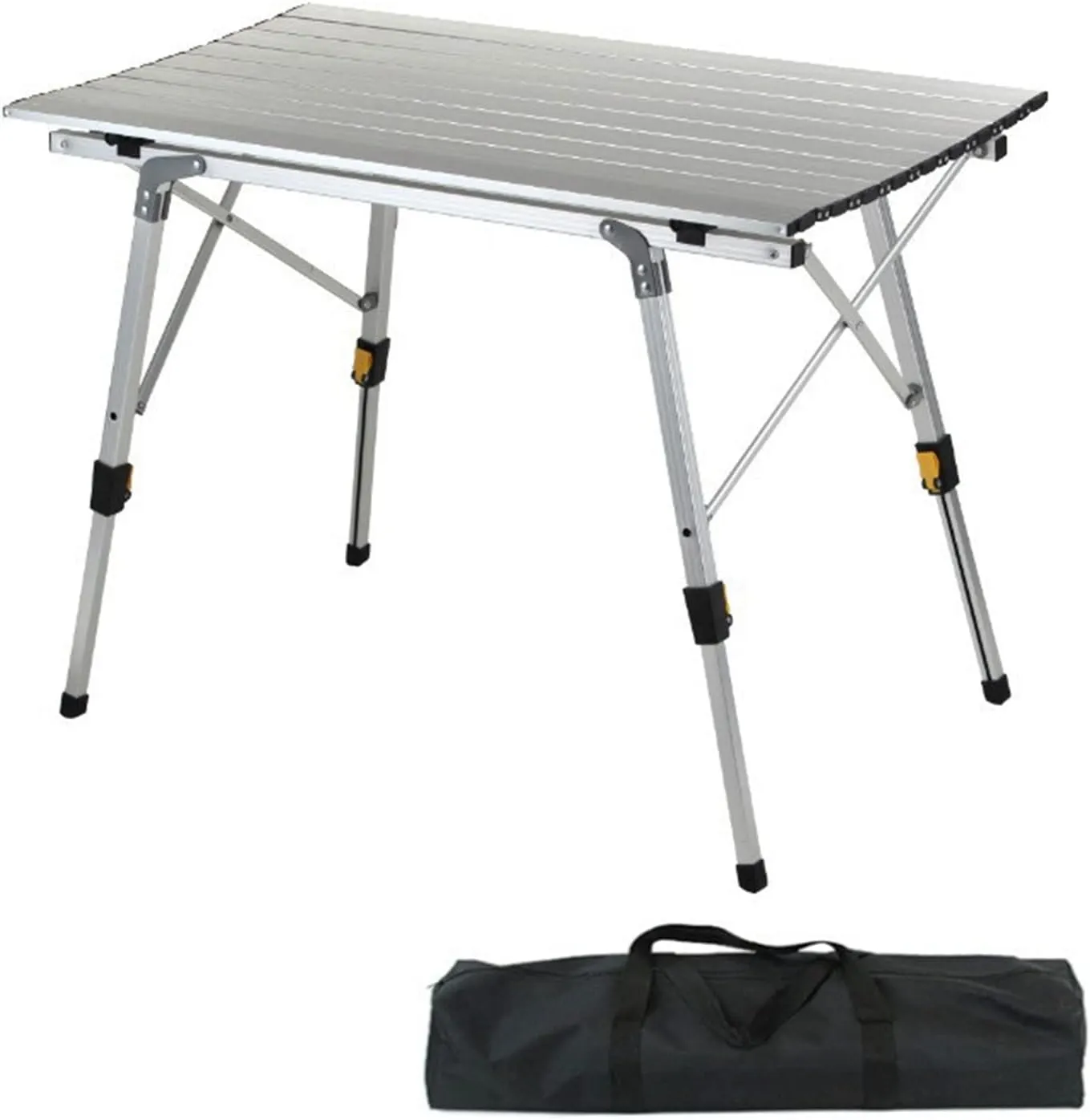 Outdoor Folding Table Portable Camping Table Light Camping Barbecue Picnic Table Wood Grain Aluminum Alloy Egg Roll Table Can Be Raised and Lowered Silver 120 * 70cm (Silver 90 * 53cm)