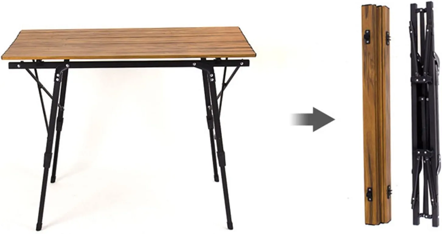 Outdoor Folding Table Portable Camping Table Light Camping Barbecue Picnic Table Wood Grain Aluminum Alloy Egg Roll Table Can Be Raised and Lowered Silver 120 * 70cm (Silver 90 * 53cm)