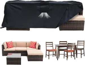 Outdoor Furniture Covers Waterproof, Patio Chair Table Covers for Sectional Couch Set, Tear-Resistant Oxford Tarp Heavy Duty, 128" L x 82" W x 28" H Rectangle Tarps with Windproof Buckles, Storage Bag
