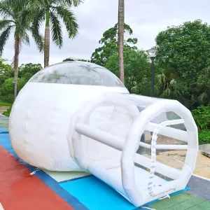 Outdoor Inflatable Bubble Tent, 7.9 x 9.8 x 7.9ft D-Ring Single Tunnel Bubble House w/Blower, 3-5 Person Bubble Shelter for DIY Outdoor Family Backyard Camping Stargazing