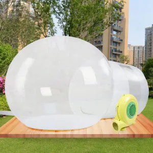 Outdoor Inflatable Bubble Tent, Transparent D-Ring Single Tunnel Bubble House Bubble Shelter w/Blower, 3-5 Person Clear Screen House for DIY Outdoor Family Backyard Camping Stargazing