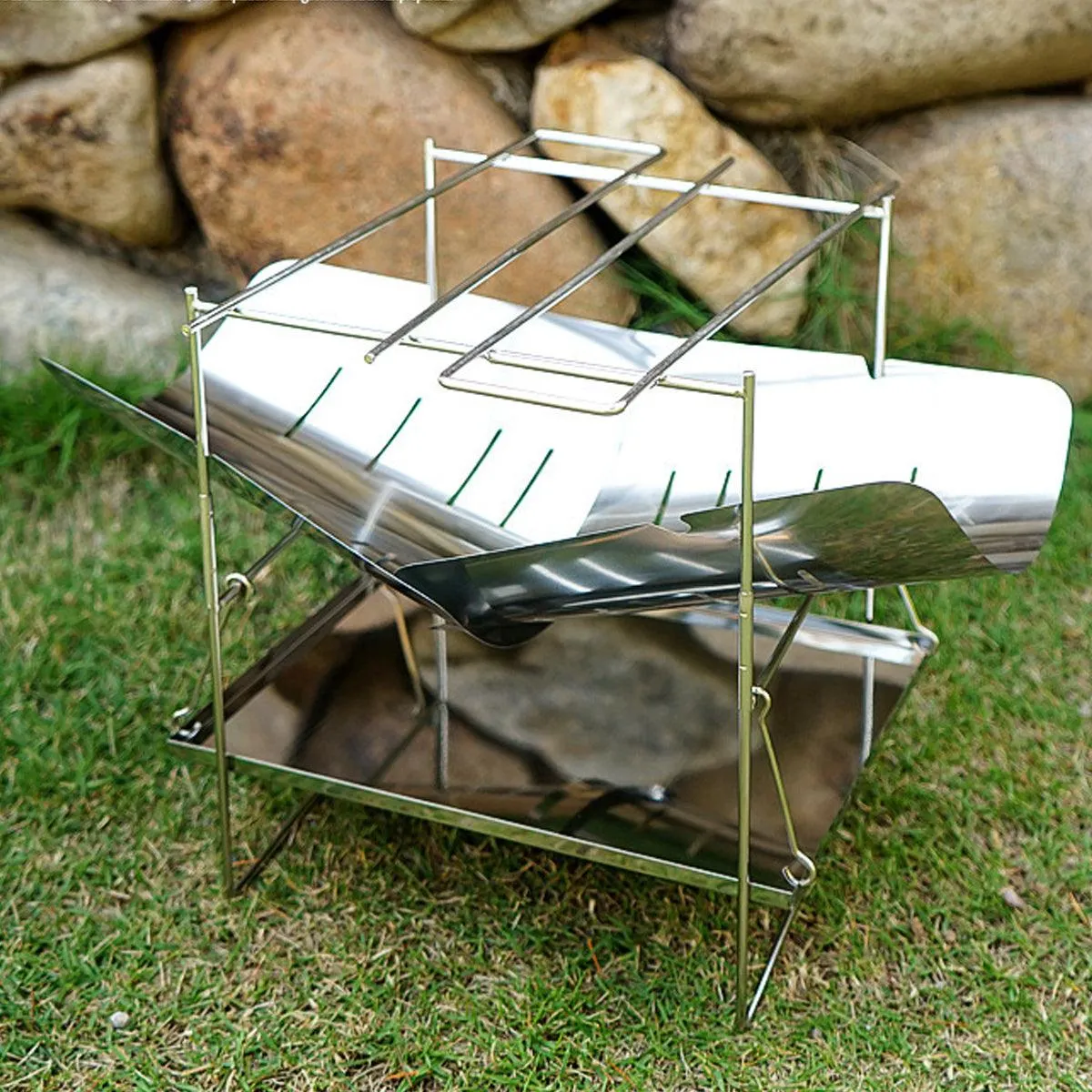 Outdoor Portable Camping Bench Grill Ultra Light Detachable Fire Burning Stove