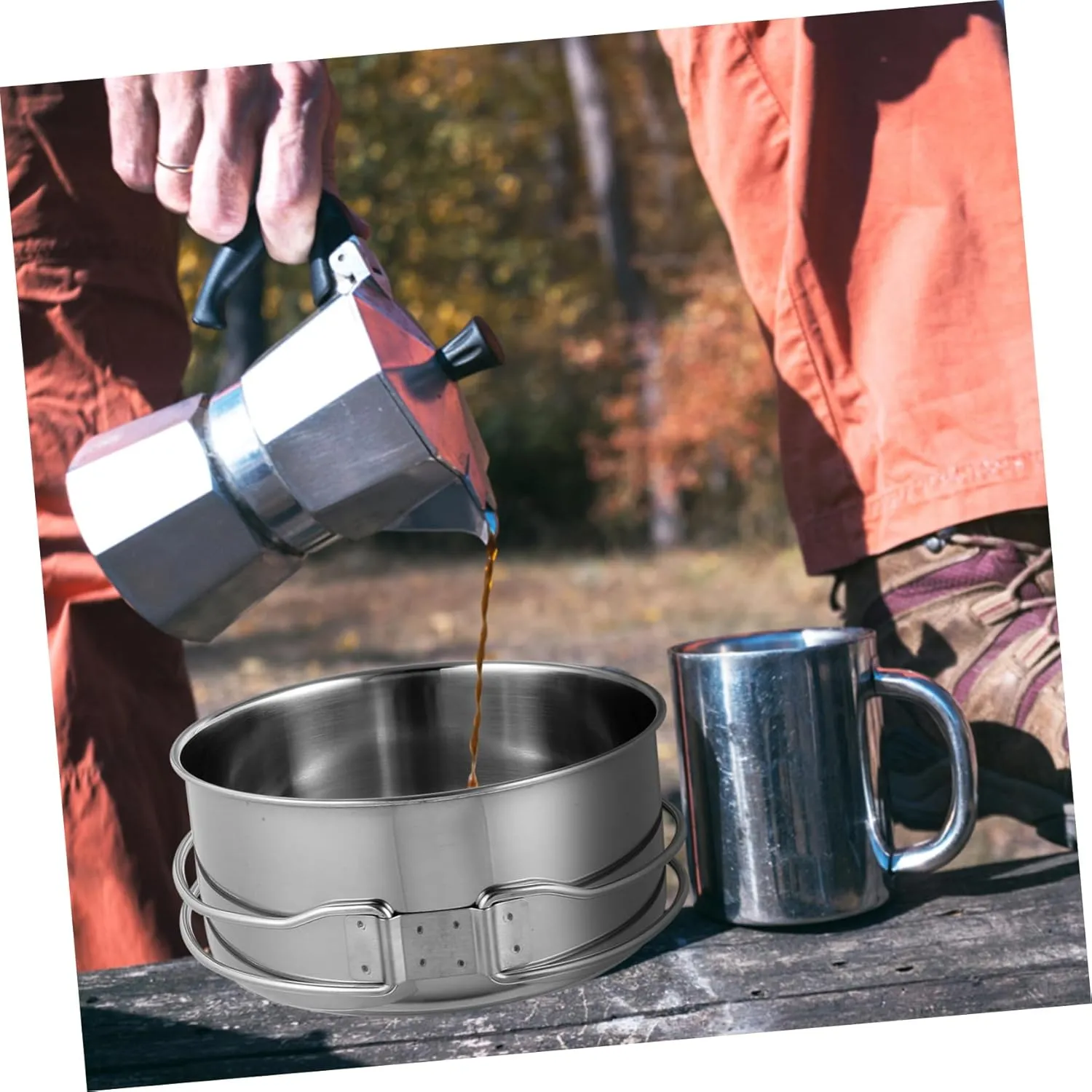 Outdoor Stainless Steel Cooking Pot and Pan Stackable Cookware for Camping Picnic Hiking Non Stick Space