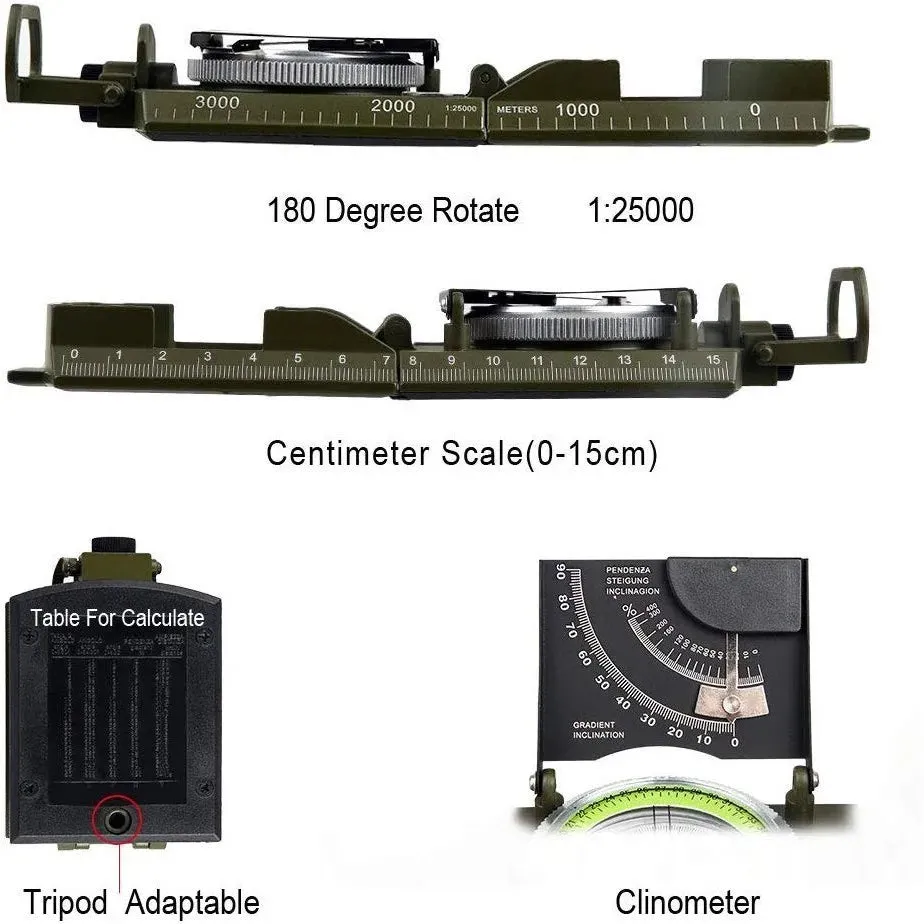 Outdoor Survival Gear Military Compass - Waterproof, Shockproof Digital Compass for Camping, Hiking, Geological Navigation
