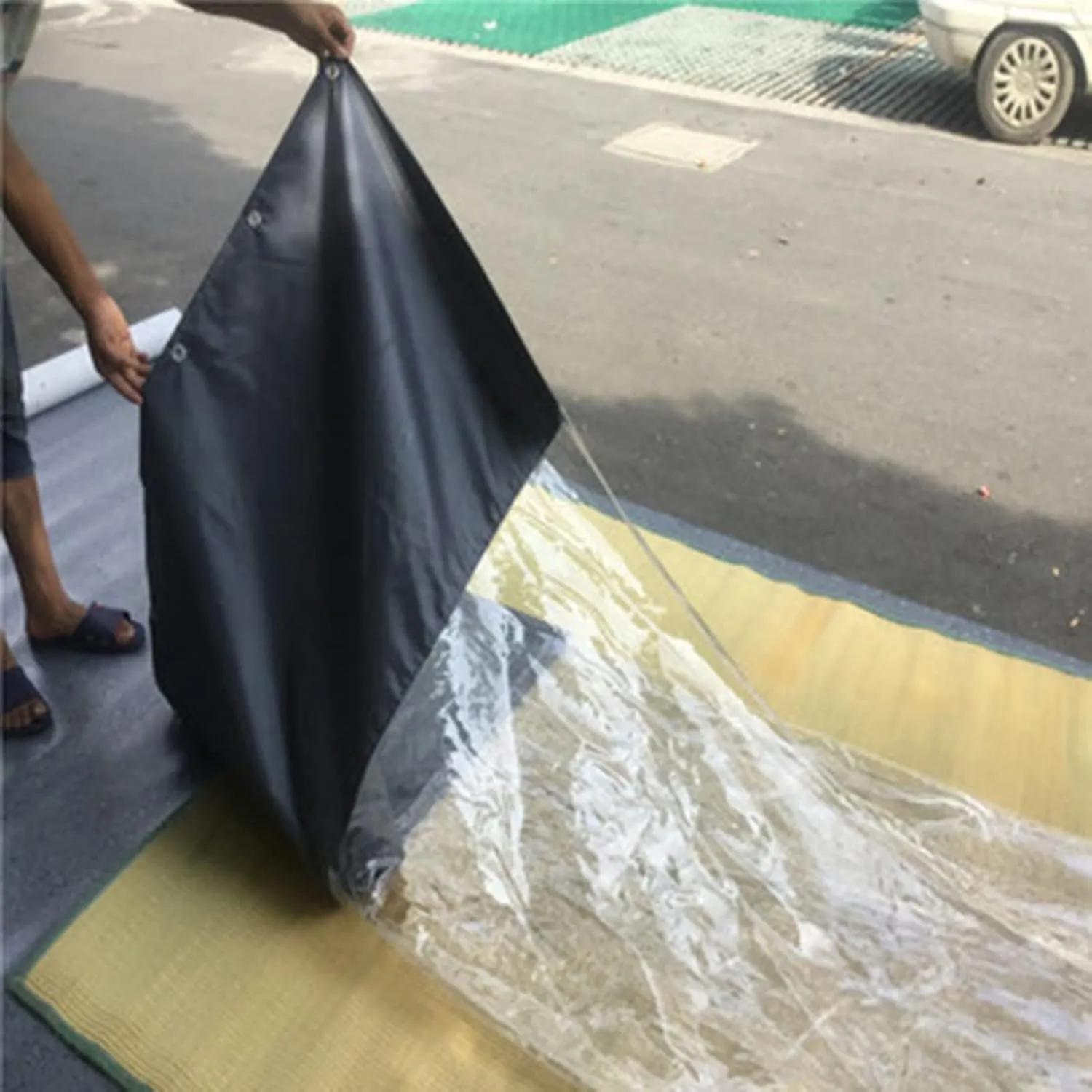 Outdoor Tarpaulin Curtain 0.5mm Transparent Tarpaulin Weatherproof Tear Resistant, Pergola Waterproof Side Panels, Customizable (Color : Clear, Size : 3.28x6.56ft/1x2m)