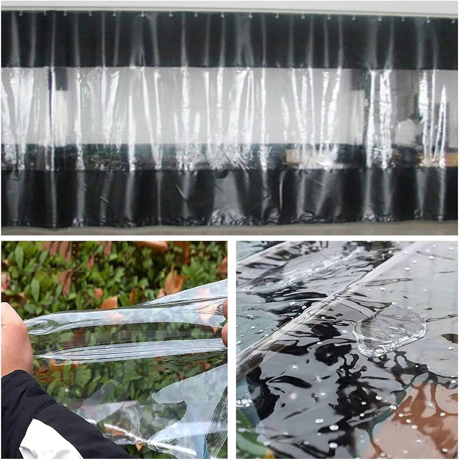 Outdoor Tarpaulin Curtain 0.5mm Transparent Tarpaulin Weatherproof Tear Resistant, Pergola Waterproof Side Panels, Customizable (Color : Clear, Size : 3.28x6.56ft/1x2m)