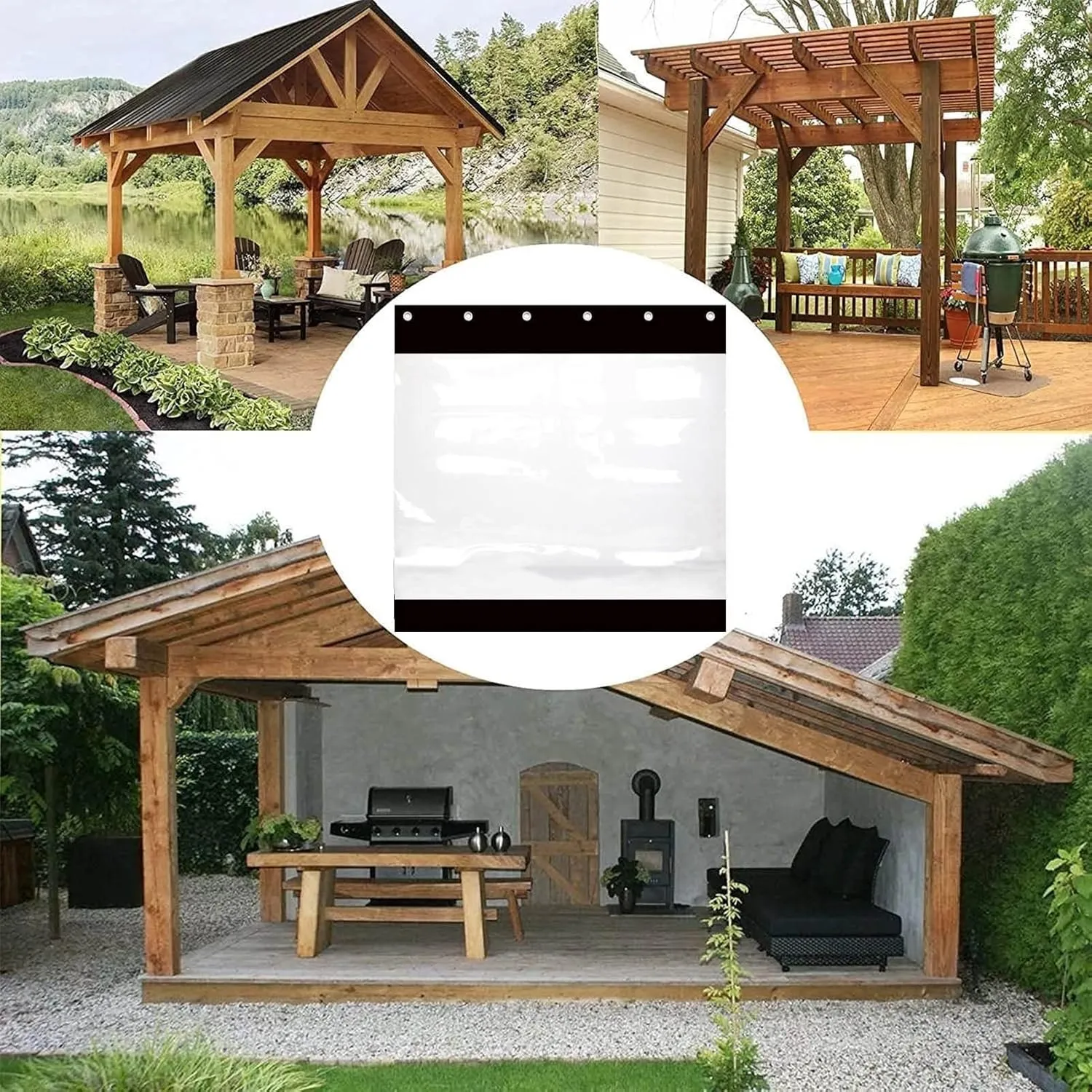 Outdoor Tarpaulin Curtain 0.5mm Transparent Tarpaulin Weatherproof Tear Resistant, Pergola Waterproof Side Panels, Customizable (Color : Clear, Size : 3.28x6.56ft/1x2m)