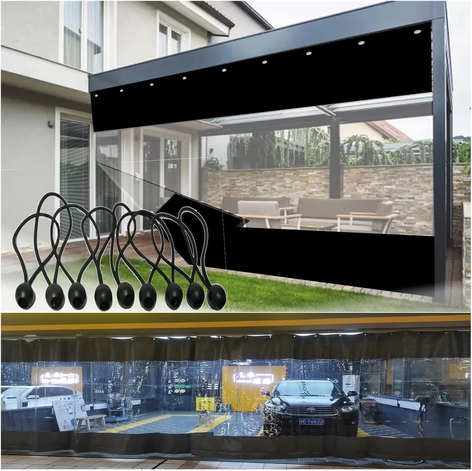 Outdoor Tarpaulin Curtain 0.5mm Transparent Tarpaulin Weatherproof Tear Resistant, Pergola Waterproof Side Panels, Customizable (Color : Clear, Size : 3.28x6.56ft/1x2m)