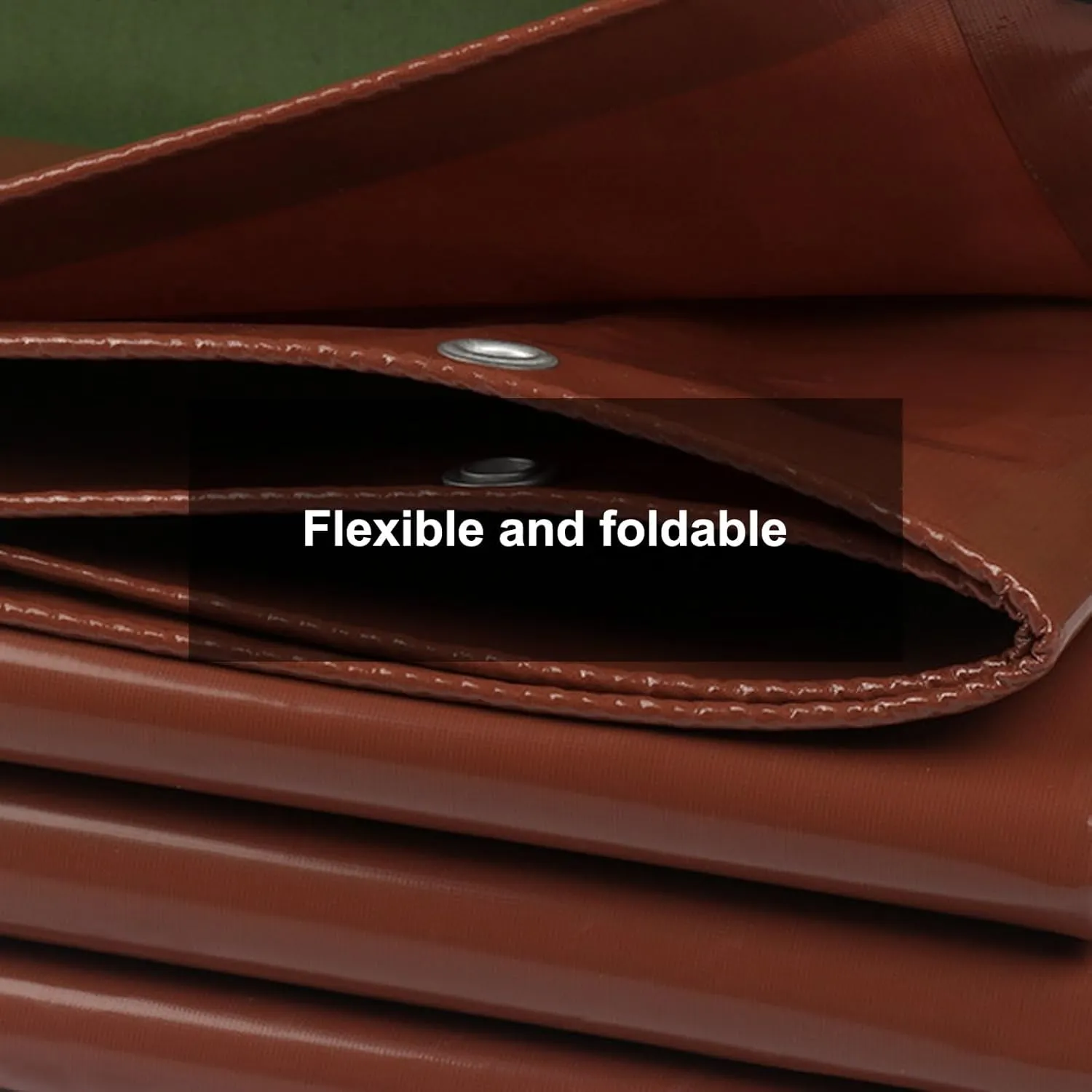 Outdoor Tarps Heavy Duty Waterproof, 18 Mil Tarpaulin Shade with Grommets, High Density Weaving, Poly Tarp, for Car Boat Camping Woodpile, Brown