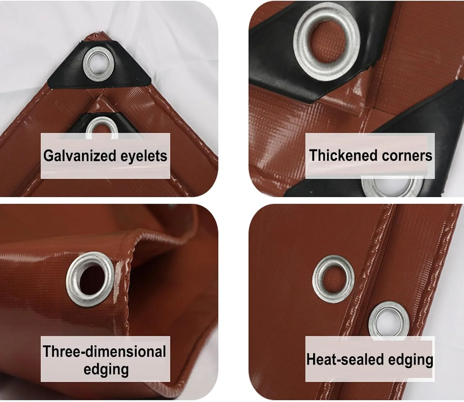 Outdoor Tarps Heavy Duty Waterproof, 18 Mil Tarpaulin Shade with Grommets, High Density Weaving, Poly Tarp, for Car Boat Camping Woodpile, Brown