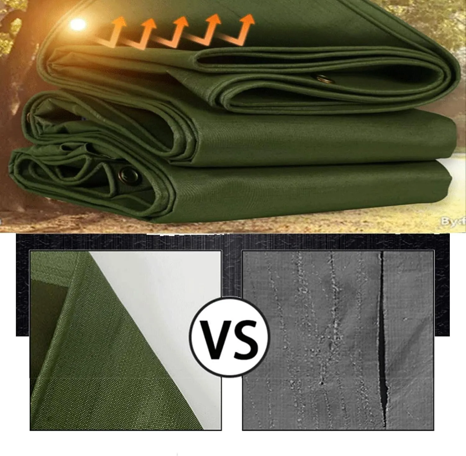 Outdoor Tarps Heavy Duty Waterproof with Eyelets, Tarp Canvas, Thicken Tarpaulin Cover, Rainproof Tarpaulin with Grommets, Reinforced Edges, Weather Resistant, Dustproof, Windproof (12x15m)