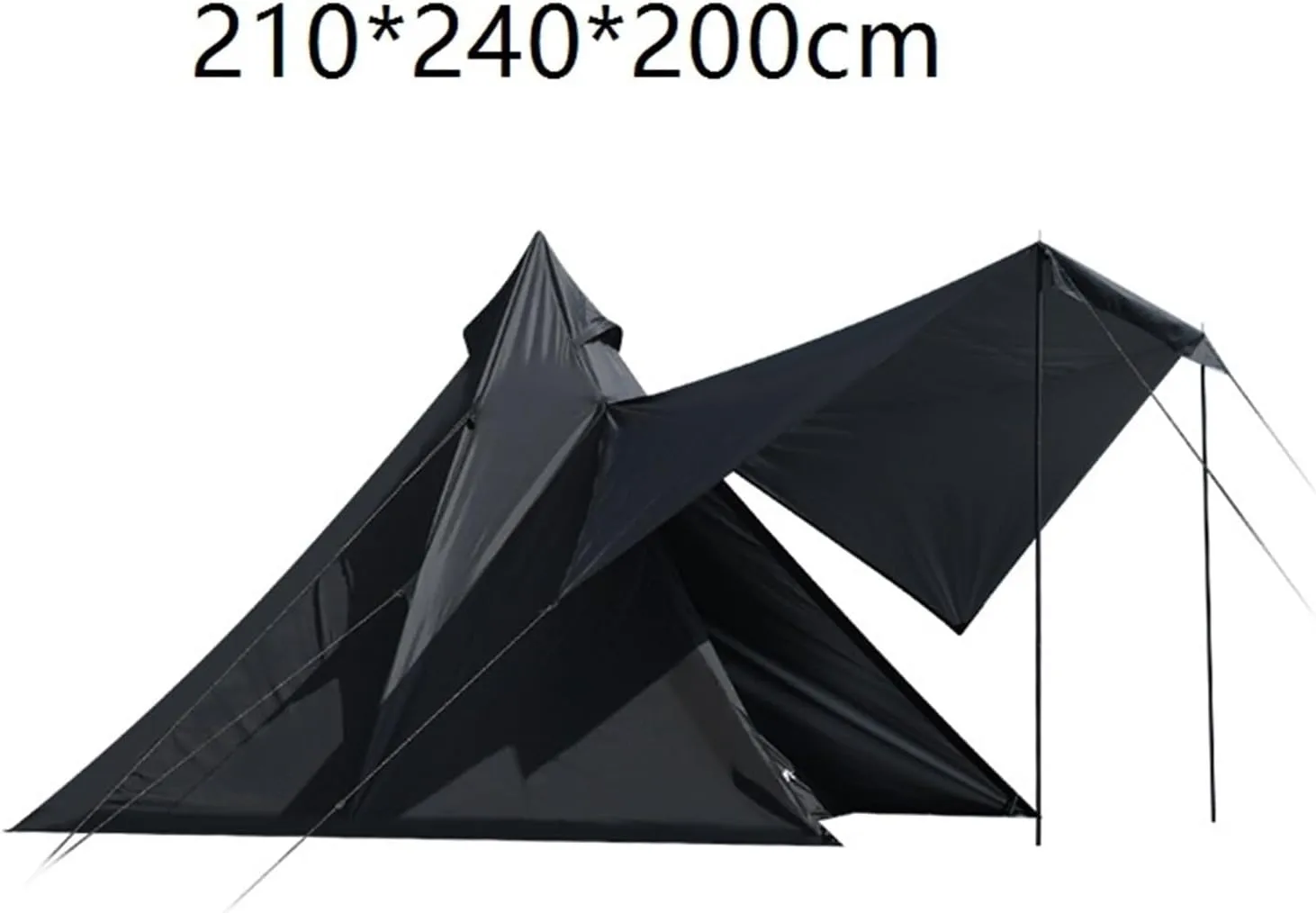 Outdoor Tent Black Camping Double -Layer Tent Large Space Coat Silver
