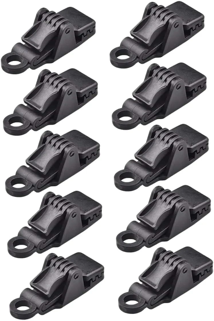Outdoor Tent Tarp Clips 10 Pcs Plastic Tent Clamp Strong Grip Fixing Clips for Camping Shelter Mesh Tarp Canvas