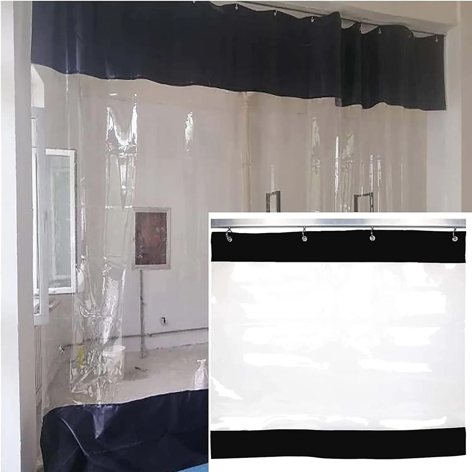 Outdoor Vinyl Curtains Weatherproof Waterproof Transparent Tarpaulin PVC Partition Curtain, 0.5mm Sturdy Durable, Terrace Garden (Color : Clear, Size : 3.28x3.28ft/1x1m)