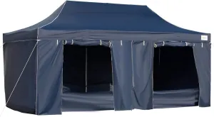 Outsunny 10' x 20' Pop Up Canopy Tent with Sidewalls & Doors, Instant Tents for Parties with Wheeled Carry Bag, Height Adjustable, for Outdoor, Garden, Patio, Blue