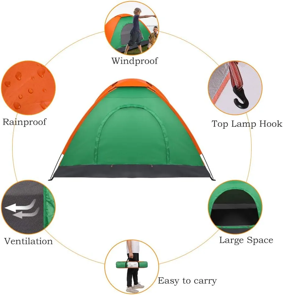 Outvita Camping Dome Tent, 1-4 Person Waterproof Windproof Easy Setup Spacious Family Tents with Carry Bag & Rain Fly for Hiking Backpacking Traveling Glamping Beach