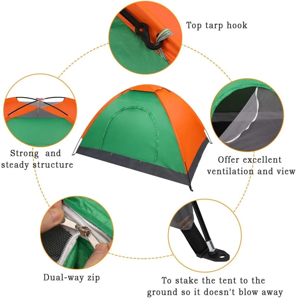 Outvita Camping Dome Tent, 1-4 Person Waterproof Windproof Easy Setup Spacious Family Tents with Carry Bag & Rain Fly for Hiking Backpacking Traveling Glamping Beach