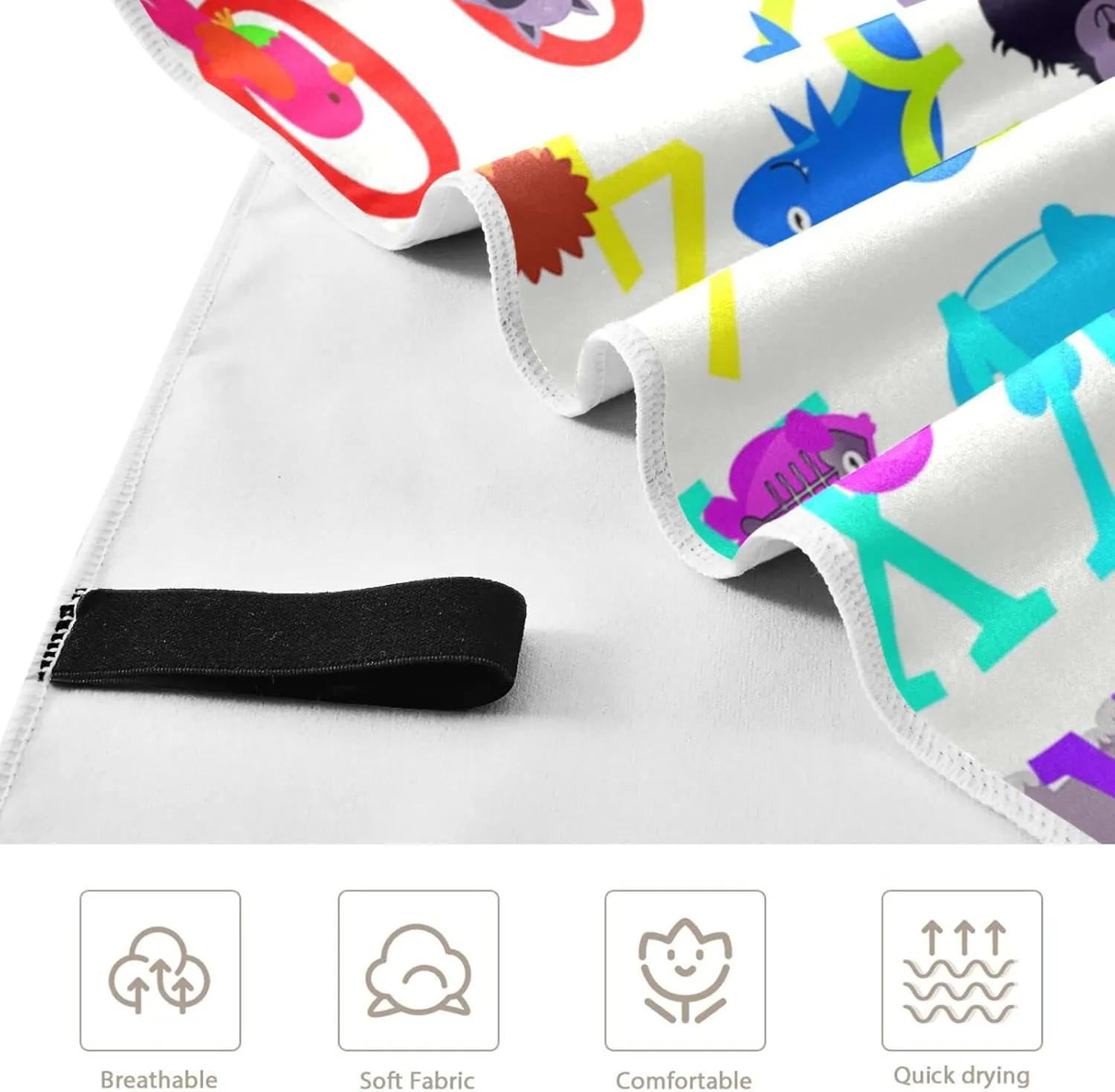 Oyihfvs Animal Alphabets Quick Drying Beach Towel, Foldable Yoga Towel, Soft Sport Towel, Sweat Absorbent Towel with Storage Mesh Bag 30 x 60 inch (S)