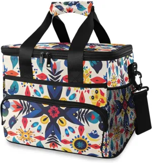 Paisley Kaleidoscope Flower Boho Cooler Bag Insulated Cooler Soft Sided Cooler 24 Can Portable Picnic Bag Large Leakproof Lunch Bag Box for Beach Grocery Camping Travel Car Men Women