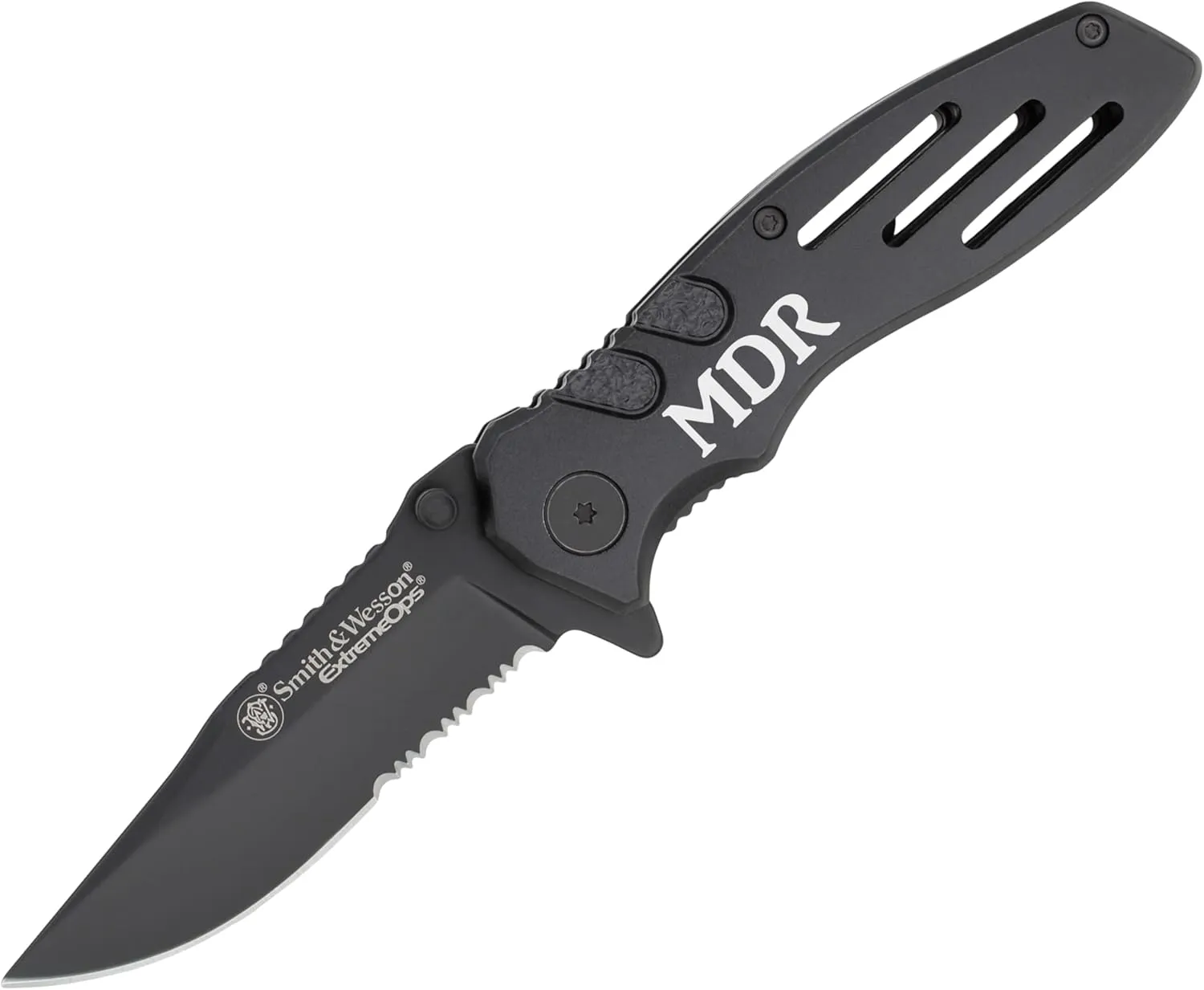 Palmetto Wood Shop - Smith & Wesson Engraved Pocket Knife Gift for Men, Folding Knife for Hunting, Fishing, Camping, Everyday Carry - 3-inch High Carbon Stainless Steel Blade, 4-inch Aluminum Handle