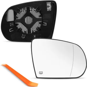 Passenger Side Mirror Replacement for Jeep Cherokee 2014 2015 2016 2017 20218 2019, Jeep Compass 2017-2021, Right Side Mirror Glass, Chrome, Power Heated 68228912AA