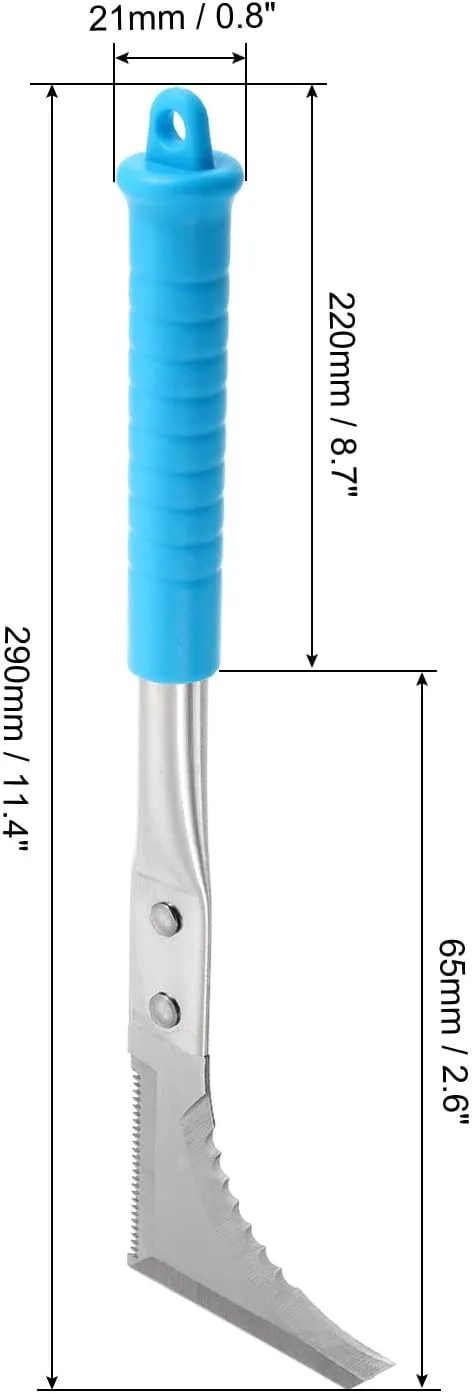 PATIKIL 11.4" Crack Weeder, 2 Pack Serrated Sickle Weeding Knife Stainless Steel L-Shape Crevice Weeding Tool Weed Puller for Gardening, Blue