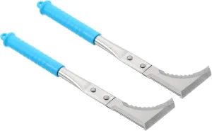 PATIKIL 11.4" Crack Weeder, 2 Pack Serrated Sickle Weeding Knife Stainless Steel L-Shape Crevice Weeding Tool Weed Puller for Gardening, Blue