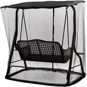 Patio Swing Mosquito Netting - Polyester Mesh Screen with Zipper Opening and roof Waterproof Tent - Rectangle Netting Curtain