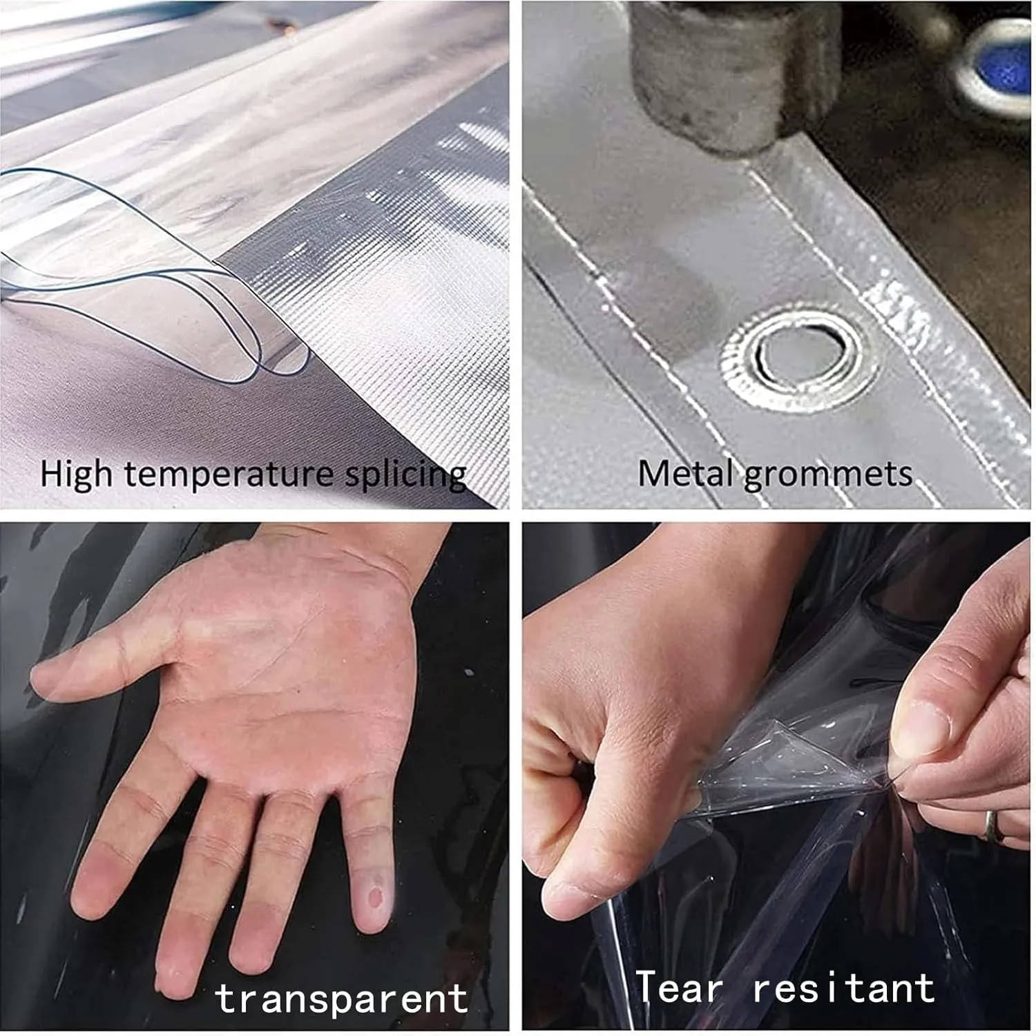 Patio transparent tarp Transparent tarpaulin with zipper Transparent vinyl tarp Windproof and rainproof with zipper High and low temperature resistant Suitable for garage porch and terrace(H*