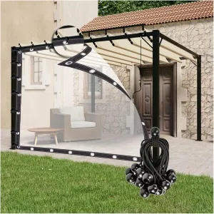 PE Outdoor Curtains, with Grommets Clear Tarp Panel Waterproof, Windproof Curtains for Porch, Gazebo, Customizable (Color : Clear, Size : 10x10'/3x3m)
