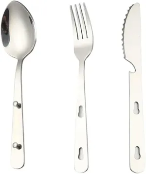 PEKJI 3pcs Portable Stainless Steel Cutlery Set Knife Fork Spoon Tableware Outdoor Camping Silverware Flatware Set Foldable