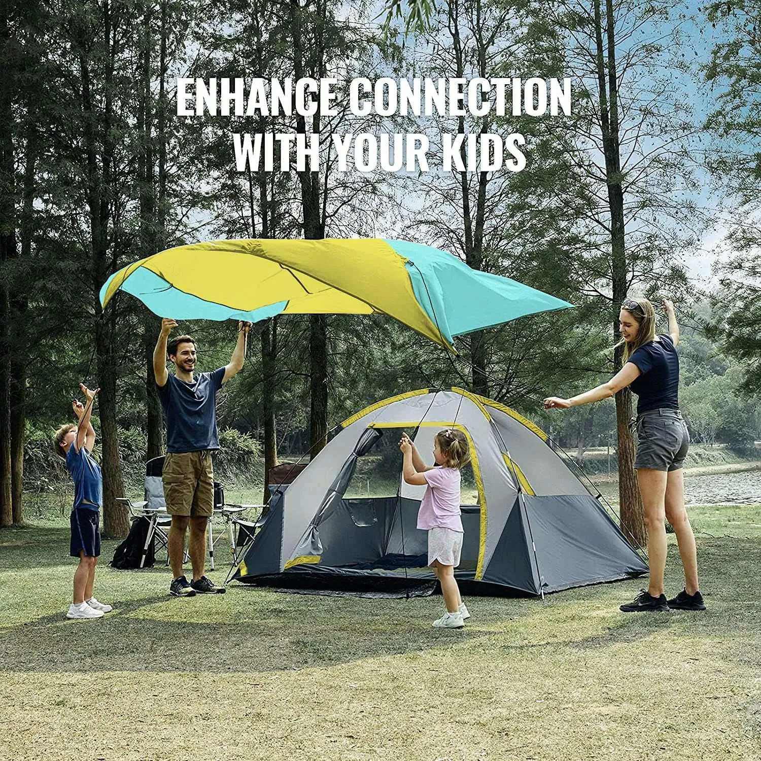 Person Camping Tent, Outdoor Family Tent with Removable Rainfly for Backpacking, Hiking, Windproof and Waterproof Dome Tent for Comfortable Trip, Easy Set Up