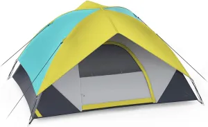 Person Camping Tent, Outdoor Family Tent with Removable Rainfly for Backpacking, Hiking, Windproof and Waterproof Dome Tent for Comfortable Trip, Easy Set Up