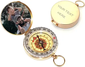 Personalized Compass Custom Photo Engraved Compass Glow in The Dark Functional Working Compass for Wife Husband Couple Wedding Groomsmen Gift