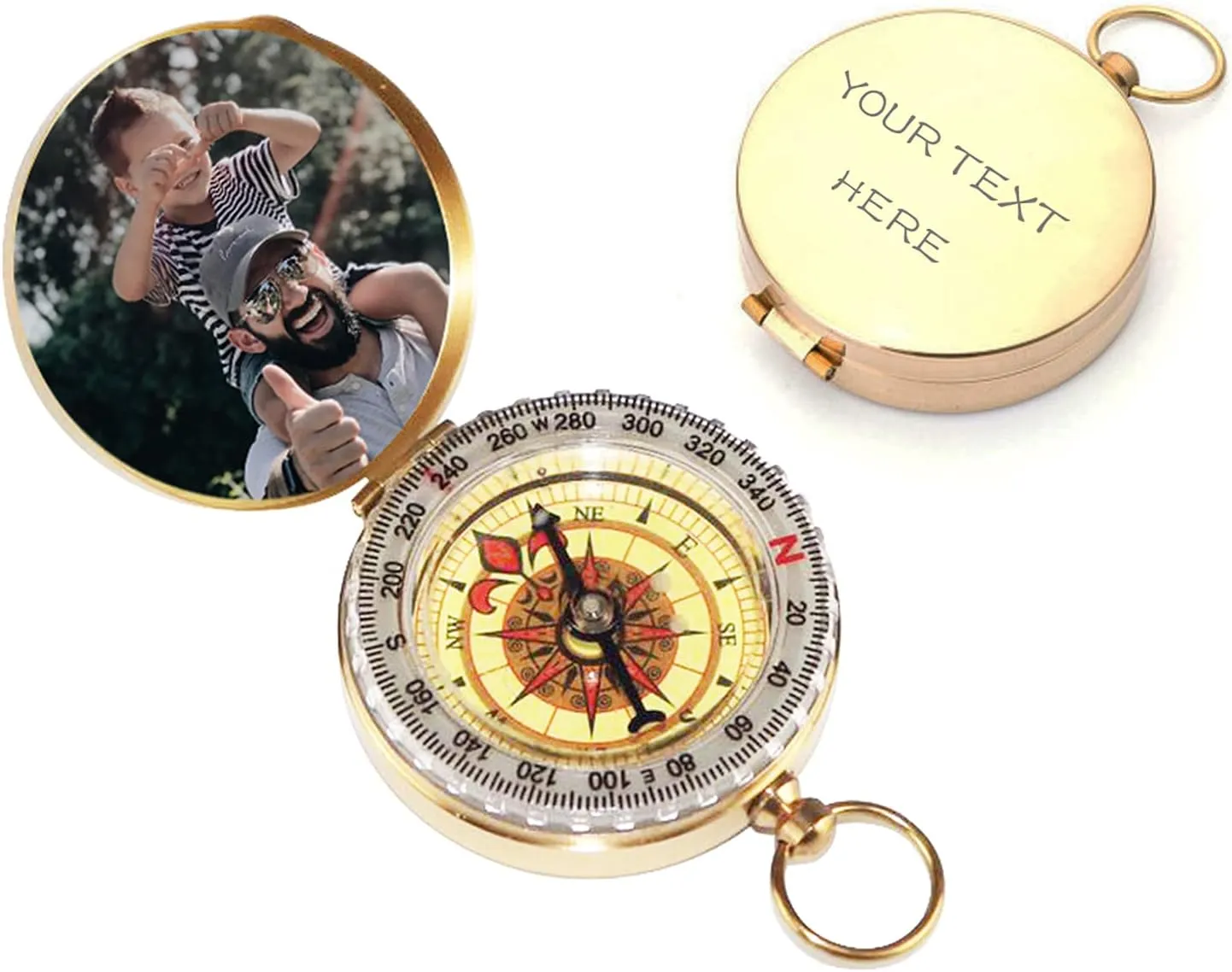Personalized Compass Custom Photo Engraved Compass Glow in The Dark Functional Working Compass for Wife Husband Couple Wedding Groomsmen Gift