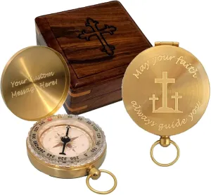 Personalized Compass for Baptism, Confirmation, First Communion | Engraved Gift of Faith for Catholic or Christian Men, Teen Boy, Boys, Son, Grandson