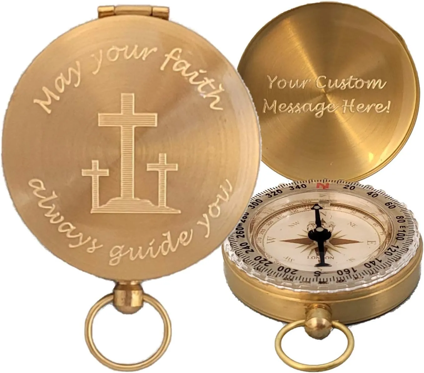 Personalized Compass for Baptism, Confirmation, First Communion | Engraved Gift of Faith for Catholic or Christian Men, Teen Boy, Boys, Son, Grandson