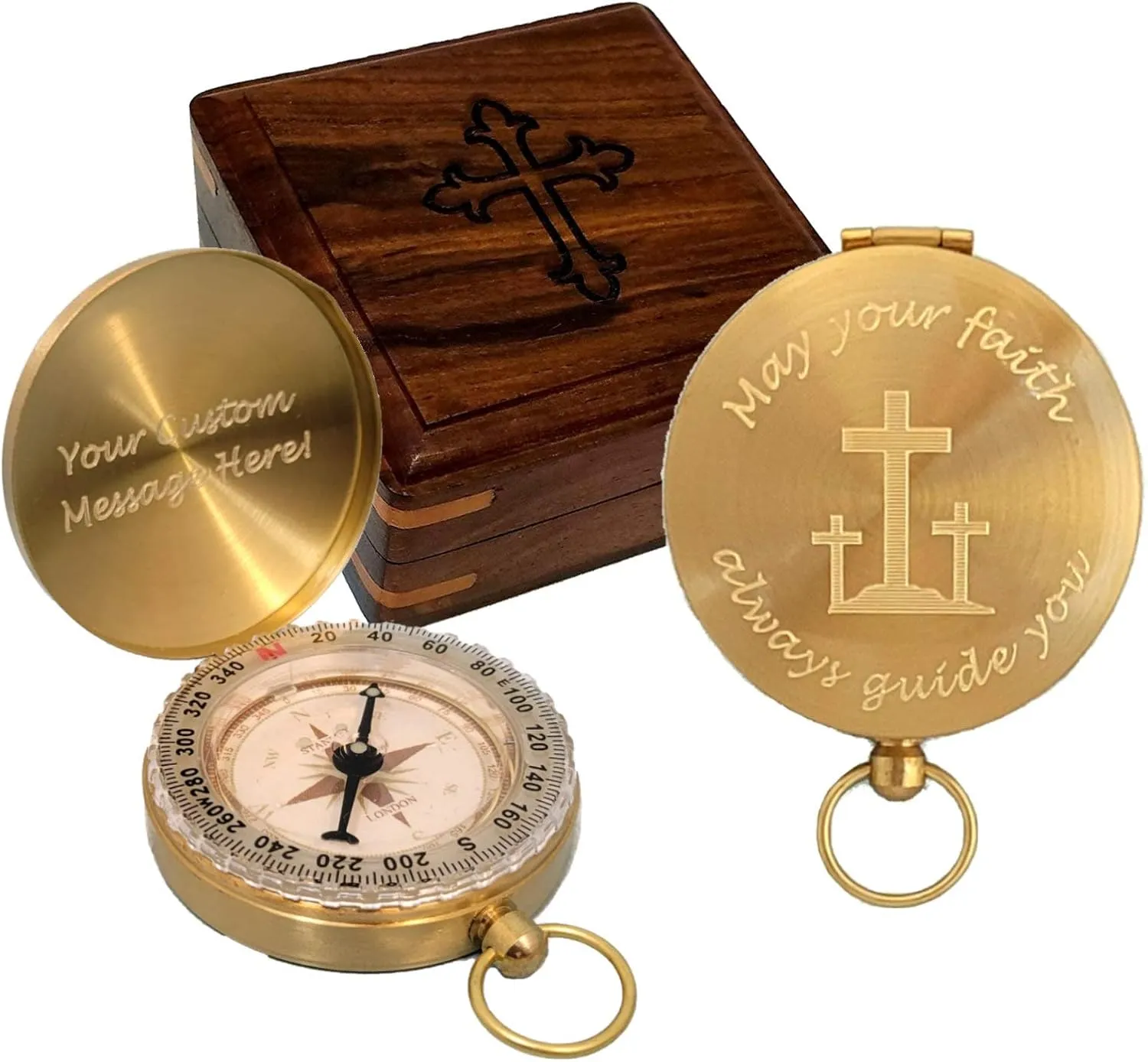 Personalized Compass for Baptism, Confirmation, First Communion | Engraved Gift of Faith for Catholic or Christian Men, Teen Boy, Boys, Son, Grandson