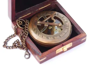 Personalized Handmade Iconic Sundial Compass - Customized Graduation Day Gift, Wedding Heirloom, Anniversary Gift for Men, Birthday Gift for Son,Premium Leather Case, Wooden Box