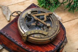 Personalized Sundial Compass, Engraved Nautical Brass Antique Compass, Mens Gift, Groomsmen Gift, Wedding Gift, Hiking Gift, Corporate Gift, Retirement Gift