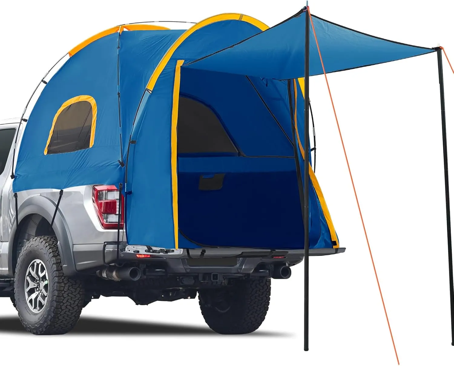 Pickup Truck Tent with Awning Shade,Waterproof PU5000mm Oxford for 5.5-6.3 FT Truck Bed for Camping Travel Outdoor Activities for Chevy Silverado 1500,Ram 1500/Dakota,F150,GMC 1500,Titan,Tundra (blue)