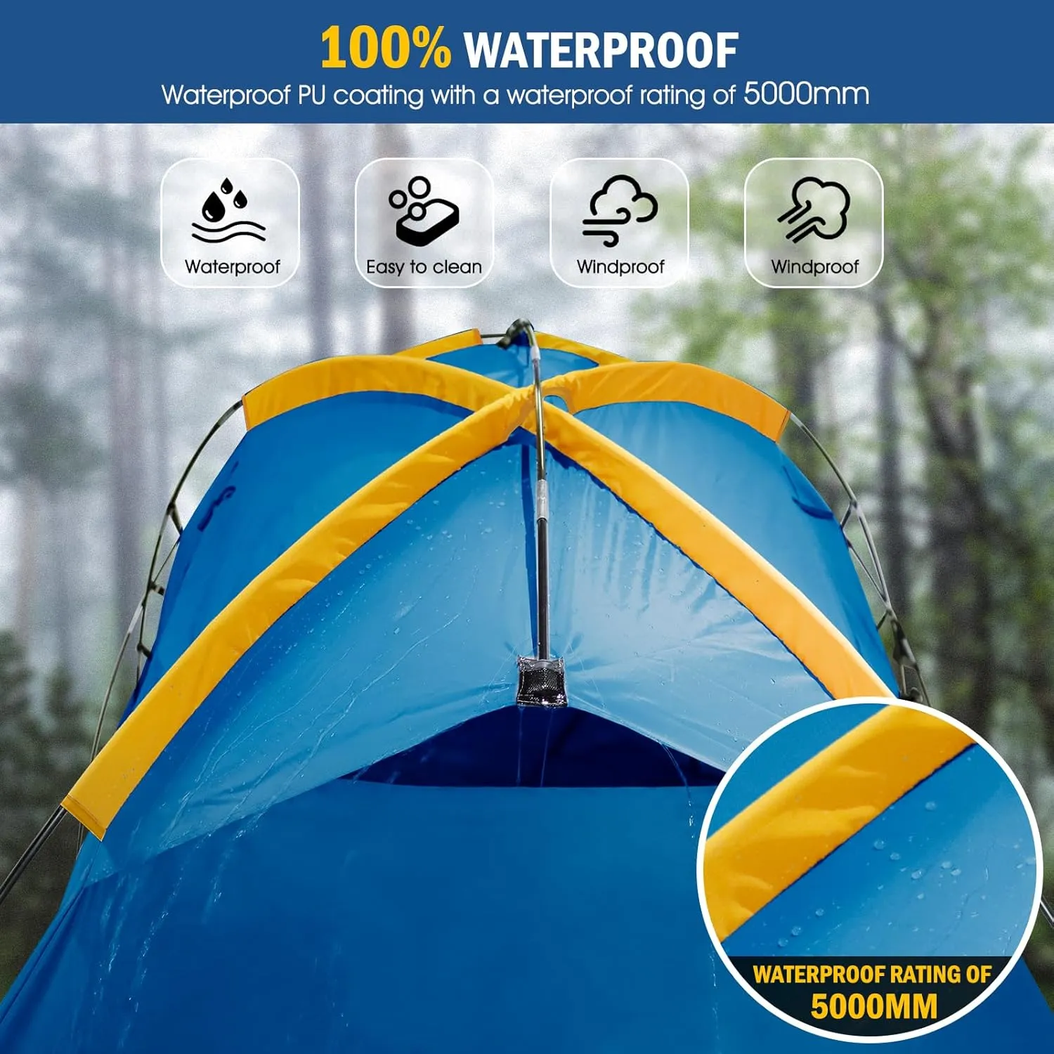 Pickup Truck Tent with Awning Shade,Waterproof PU5000mm Oxford for 5.5-6.3 FT Truck Bed for Camping Travel Outdoor Activities for Chevy Silverado 1500,Ram 1500/Dakota,F150,GMC 1500,Titan,Tundra (blue)