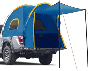 Pickup Truck Tent with Awning Shade,Waterproof PU5000mm Oxford for 5.5-6.3 FT Truck Bed for Camping Travel Outdoor Activities for Chevy Silverado 1500,Ram 1500/Dakota,F150,GMC 1500,Titan,Tundra (blue)