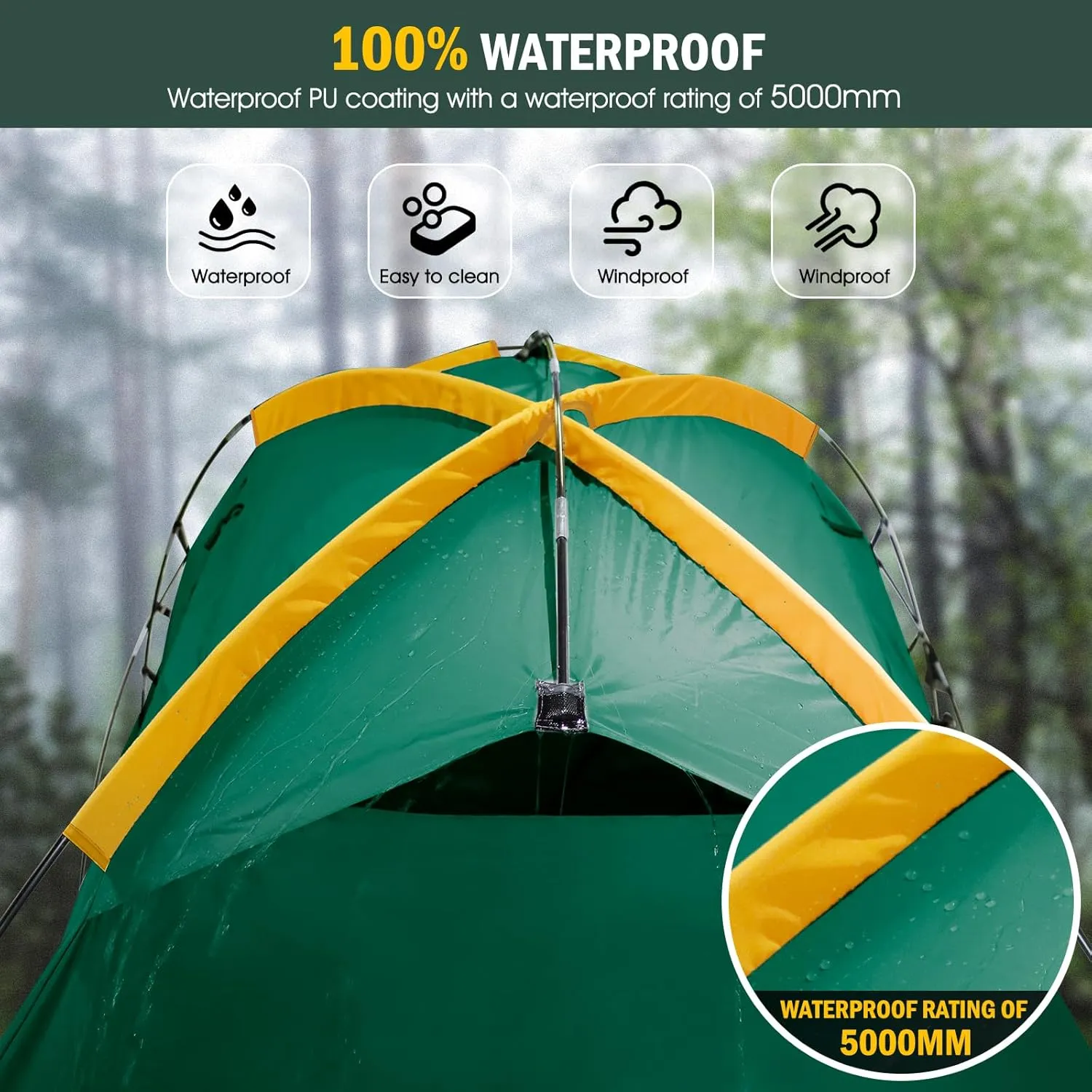 Pickup Truck Tent with Awning Shade,Waterproof PU5000mm Oxford for 5.5-6.3 FT Truck Bed for Camping Travel Outdoor Activities for Chevy Silverado 1500,Ram 1500/Dakota,F150,GMC 1500,Titan,Tundra(Green)