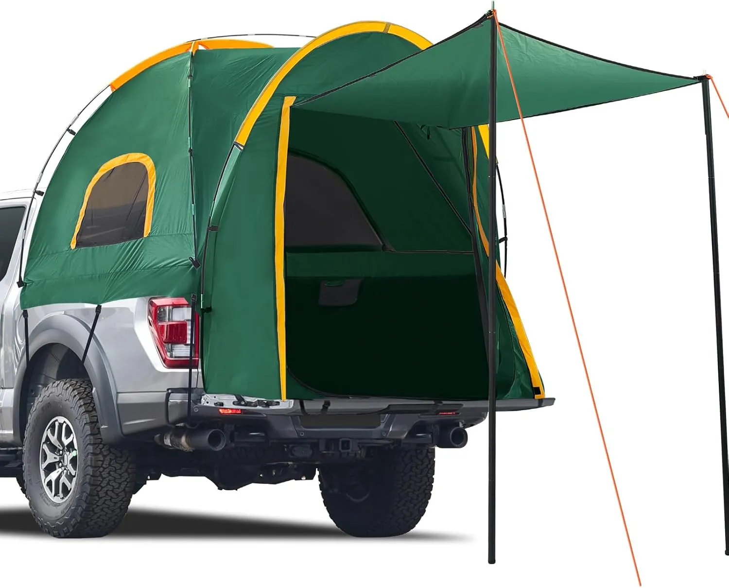 Pickup Truck Tent with Awning Shade,Waterproof PU5000mm Oxford for 5.5-6.3 FT Truck Bed for Camping Travel Outdoor Activities for Chevy Silverado 1500,Ram 1500/Dakota,F150,GMC 1500,Titan,Tundra(Green)