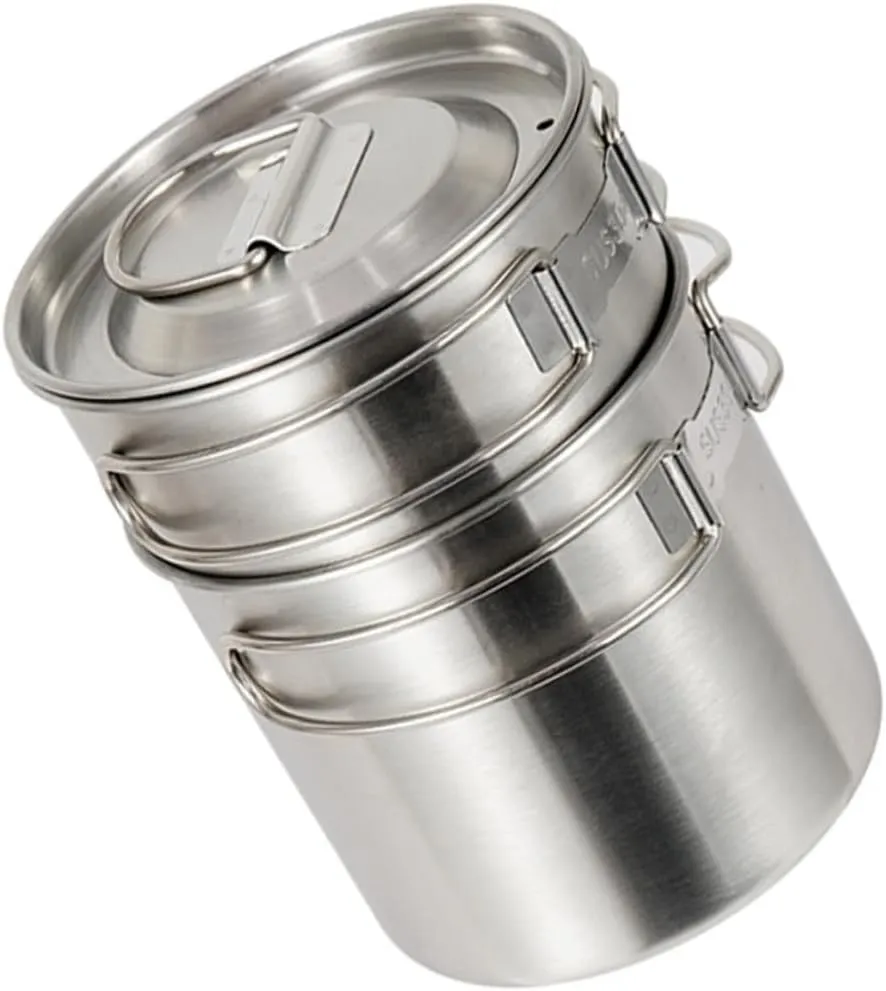 Picnic Large Cup Stainless Steel Folding Pot Set Camping Mug Set Handle
